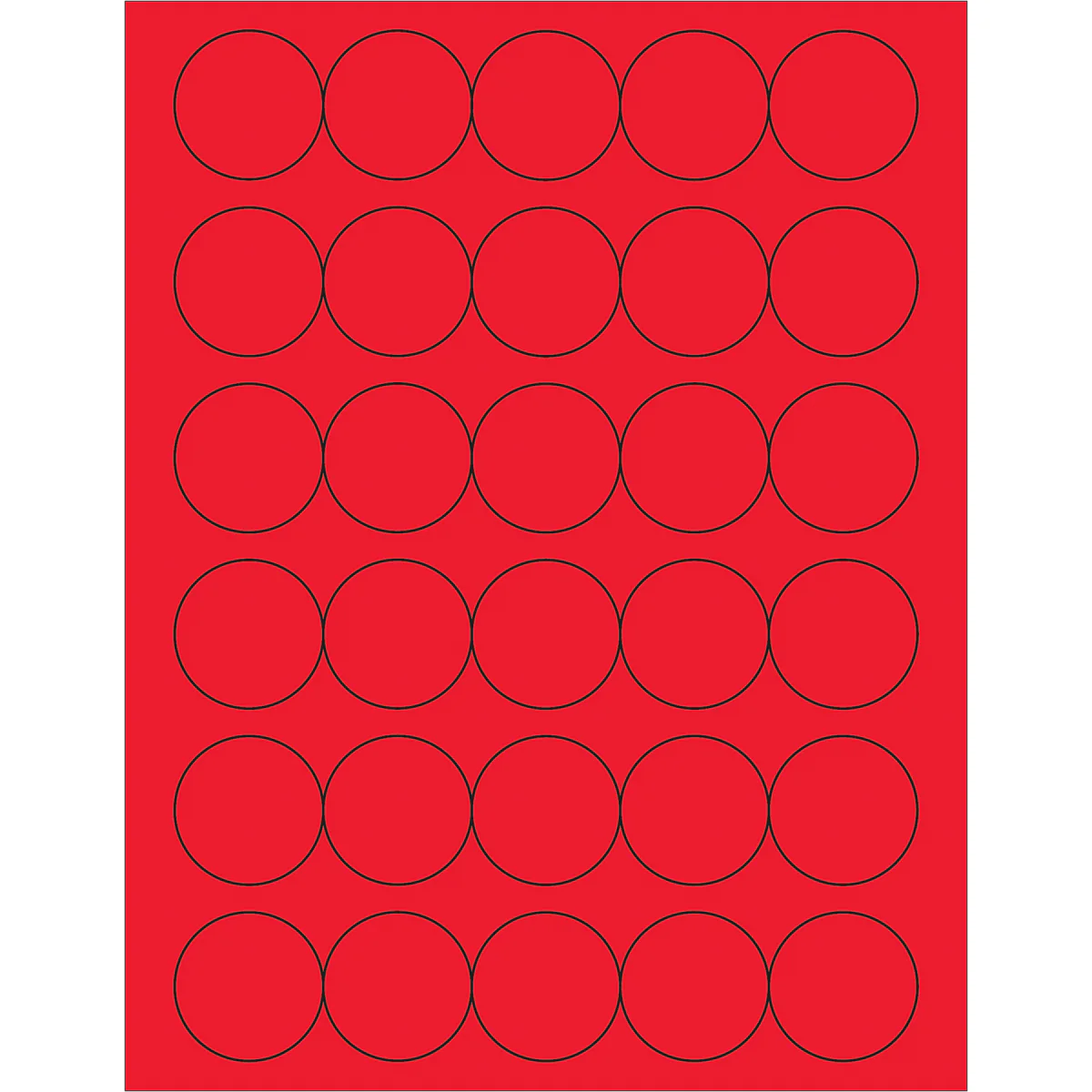 1 1/2" Fluorescent Red Circle Laser Labels 3000/Case