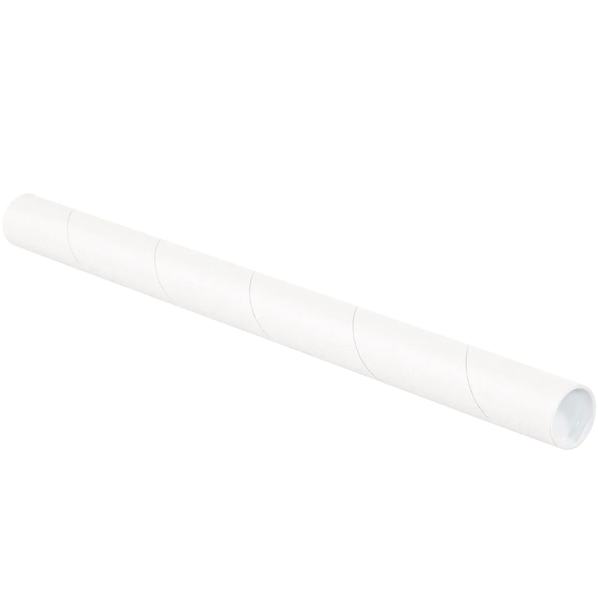 1 1/2 x 24 White Mailing Tubes With End Caps .060 Gauge 50/Case