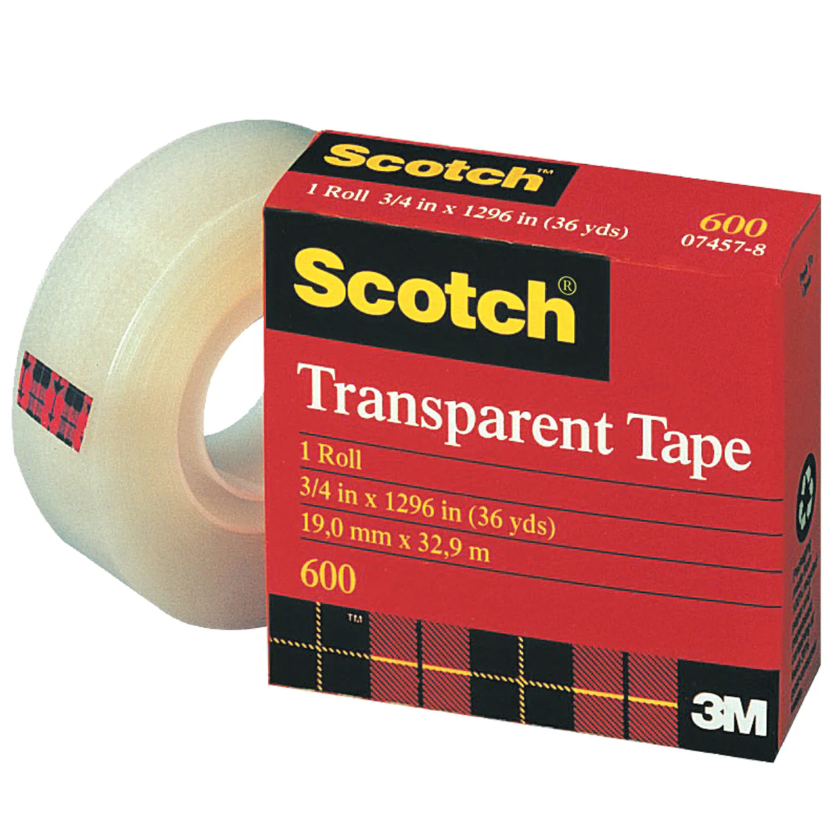 1/2" x 36 yds. Scotch 600 MultiTask Tape 12/Case - Image 2