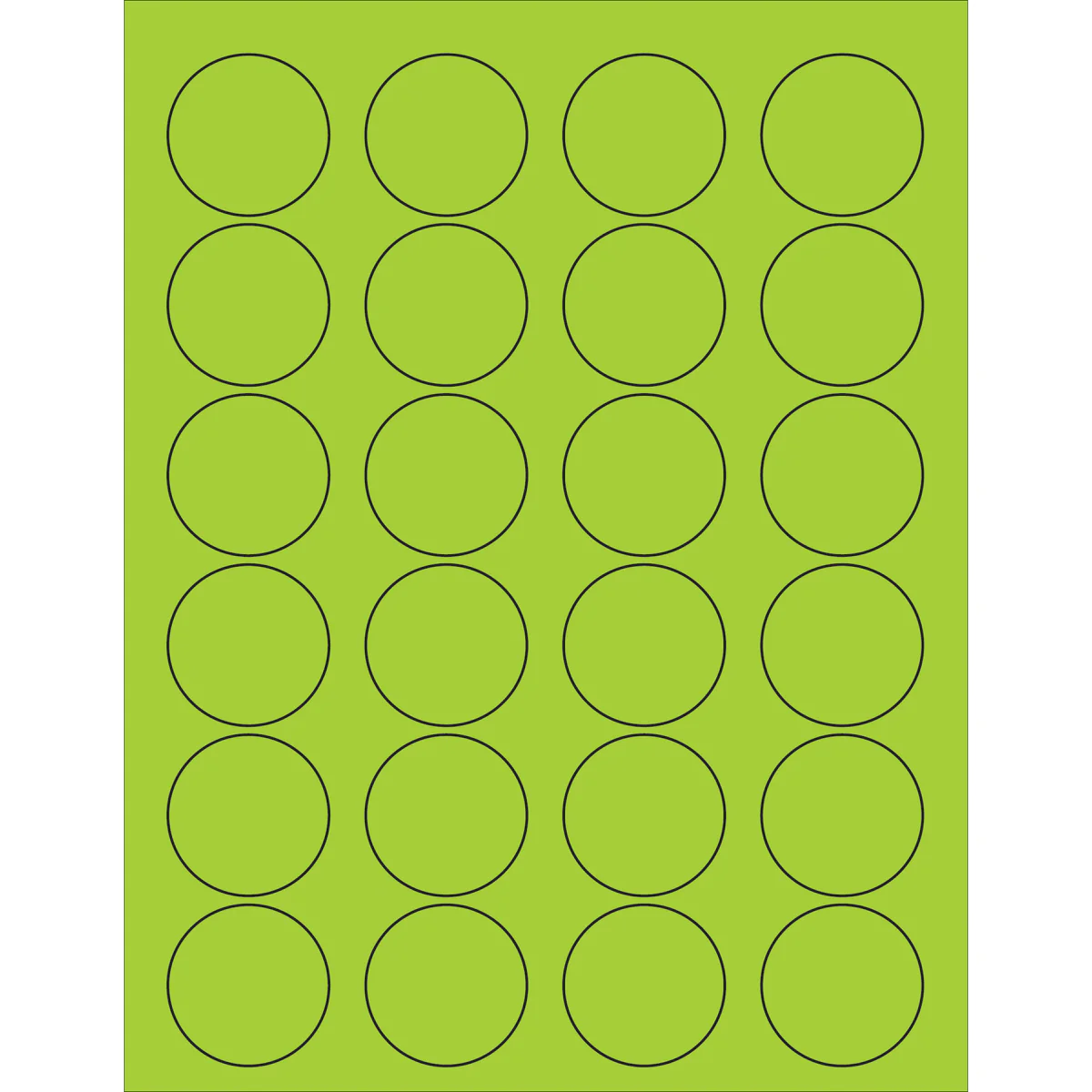 1 5/8" Fluorescent Green Circle Laser Labels 2400/Case