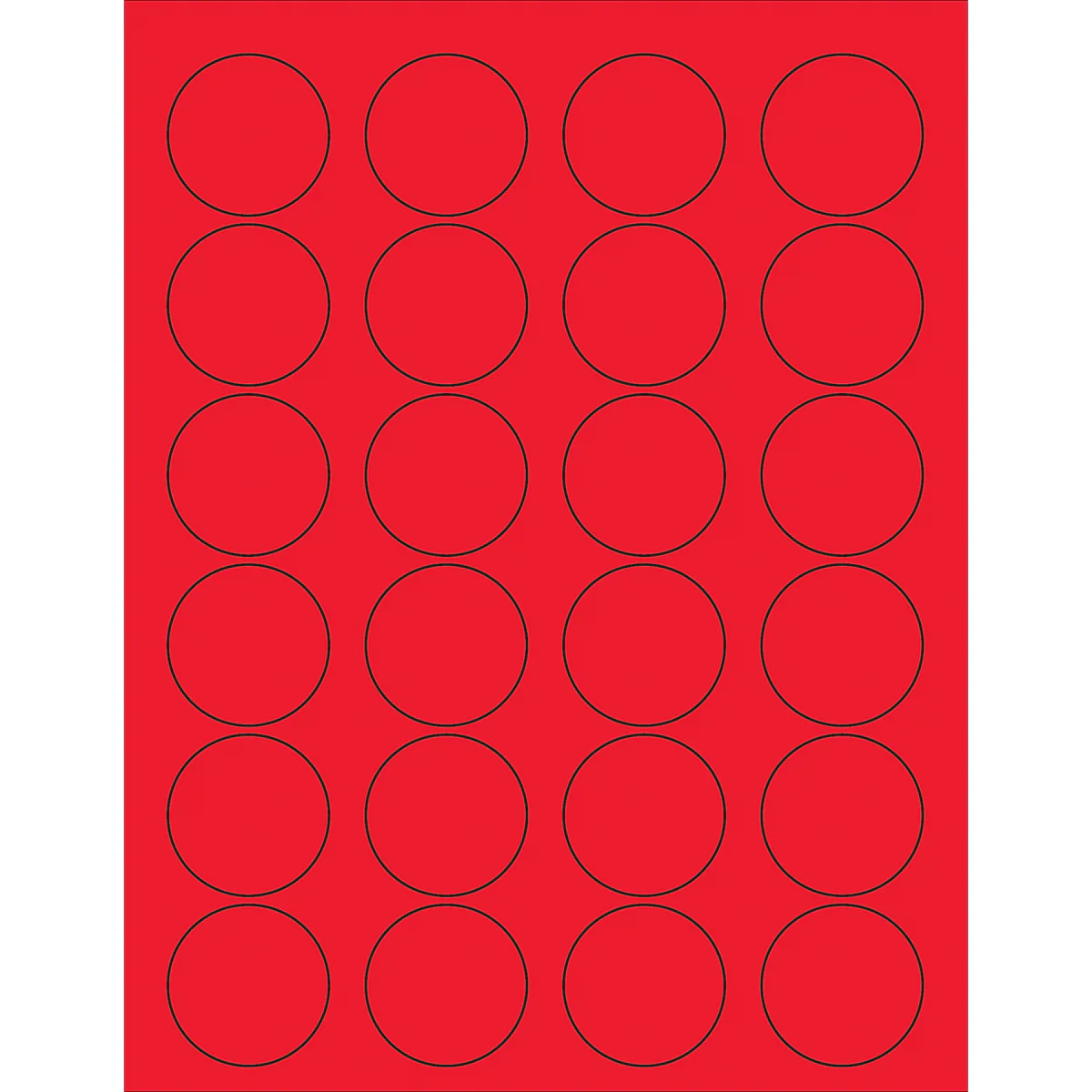 1 5/8" Fluorescent Red Circle Laser Labels 2400/Case