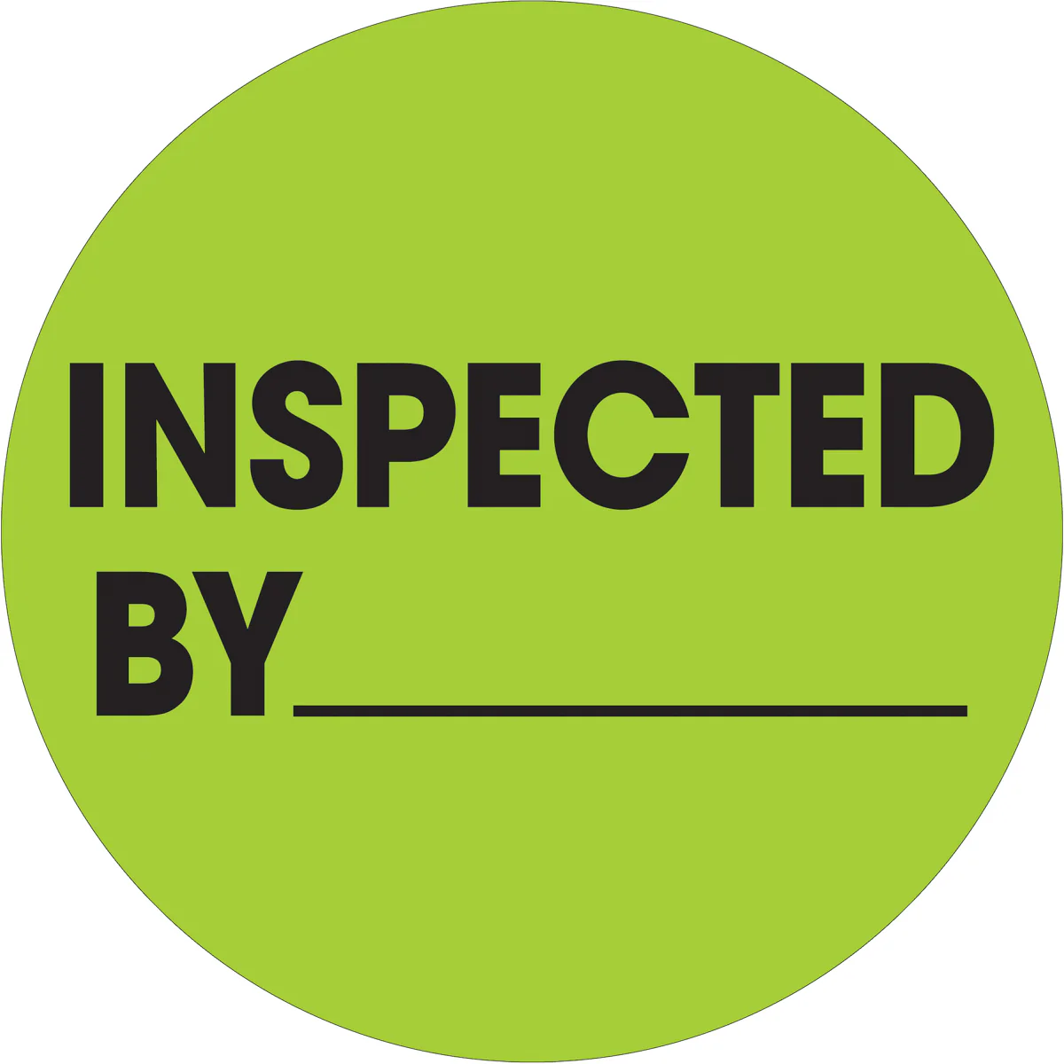 1" Circle - "Inspected By" Fluorescent Green Labels 500/Roll