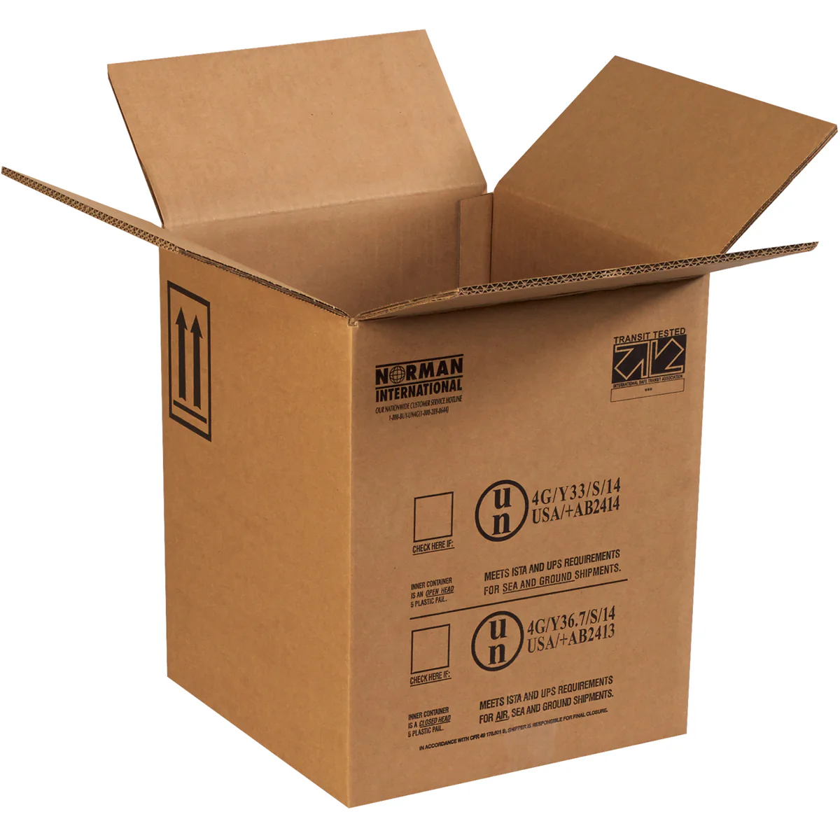 12 1/2 x 12 1/2 x 15 1/8 1 - 5 Gallon Plastic Pail Haz Mat Boxes 10/Bundle