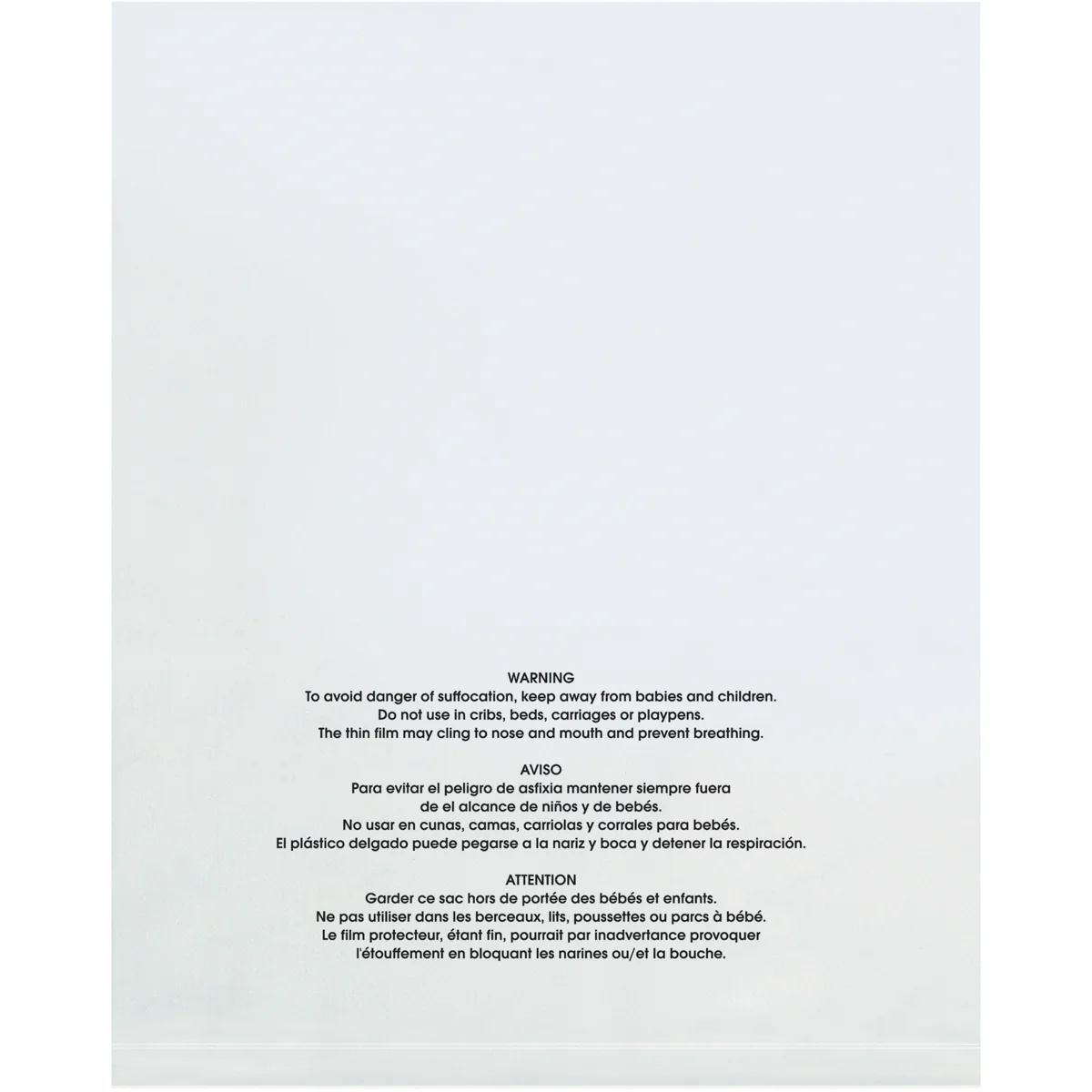 16 x 16 - 2 Mil (100 Pack) Flat Suffocation Warning Poly Bags 100/Case