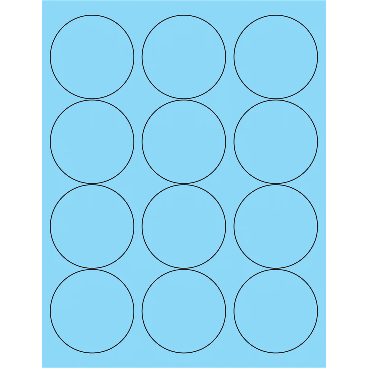 2 1/2" Fluorescent Pastel Blue Circle Laser Labels 1200/Case
