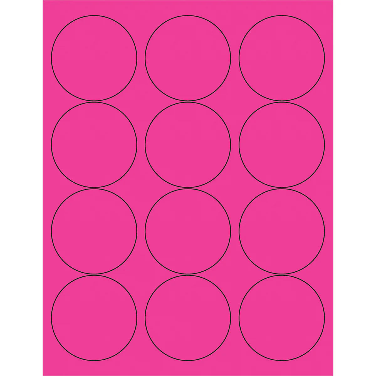 2 1/2" Fluorescent Pink Circle Laser Labels 1200/Case