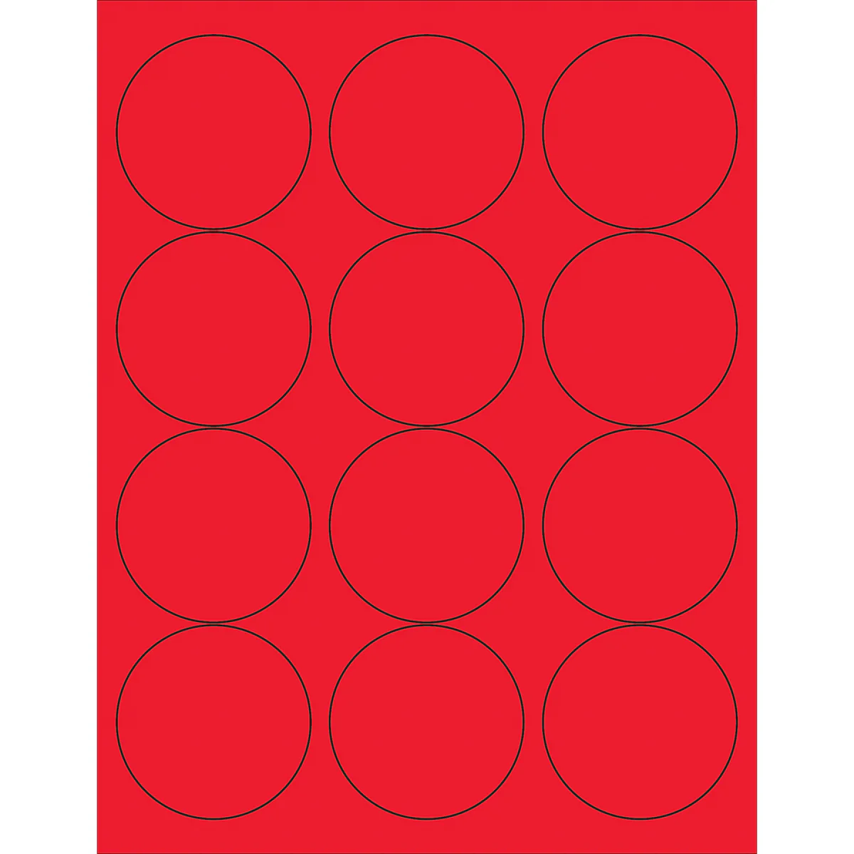 2 1/2" Fluorescent Red Circle Laser Labels 1200/Case