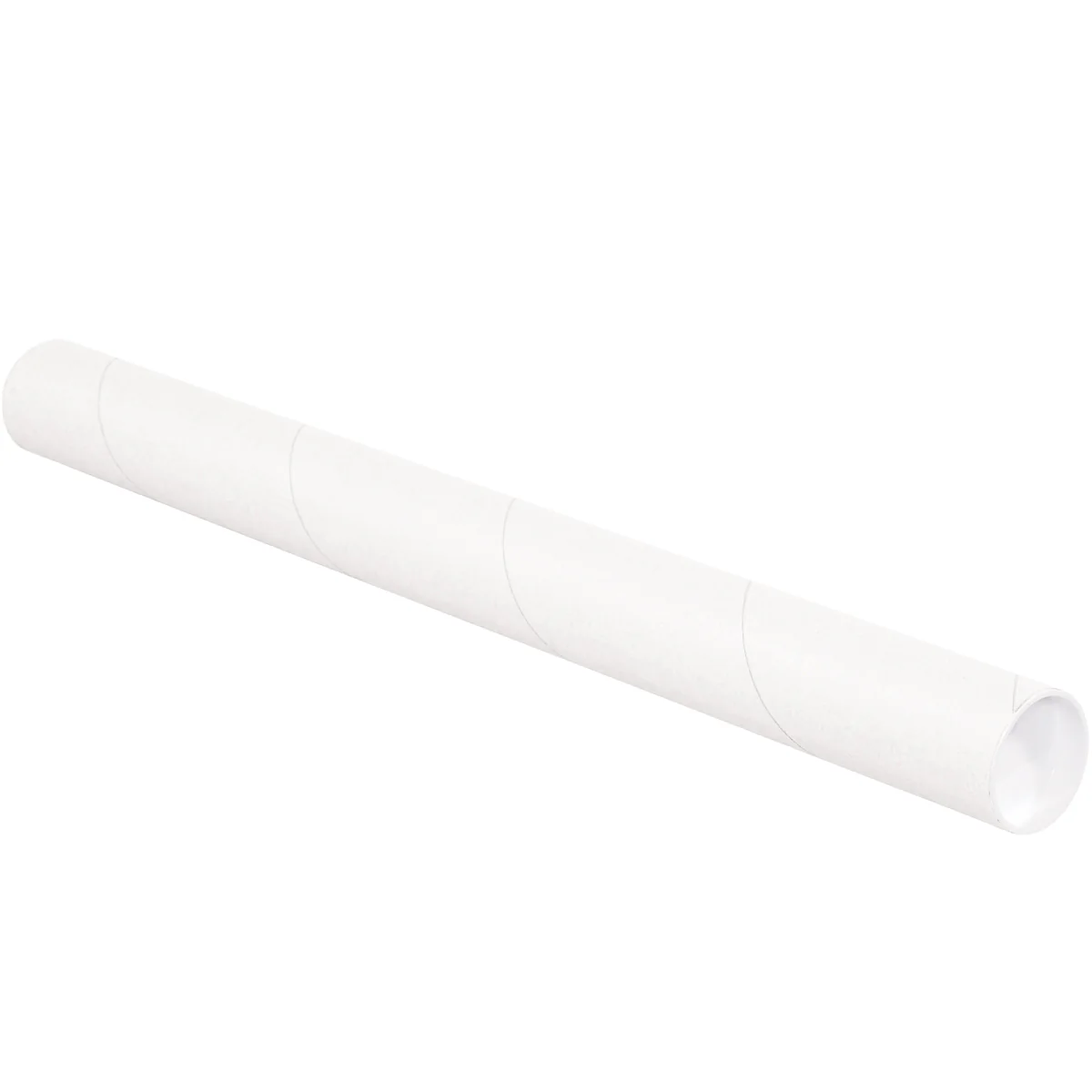 2 1/2 x 15 White Mailing Tubes With End Caps .060 Gauge 34/Case