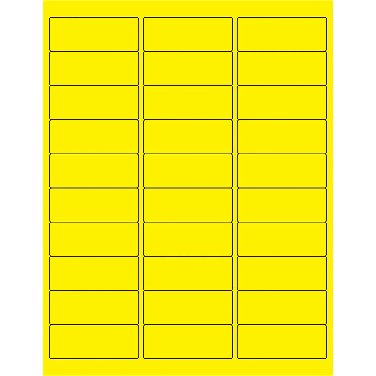 2 5/8 x 1" Fluorescent Yellow Rectangle Laser Labels 3000/Case