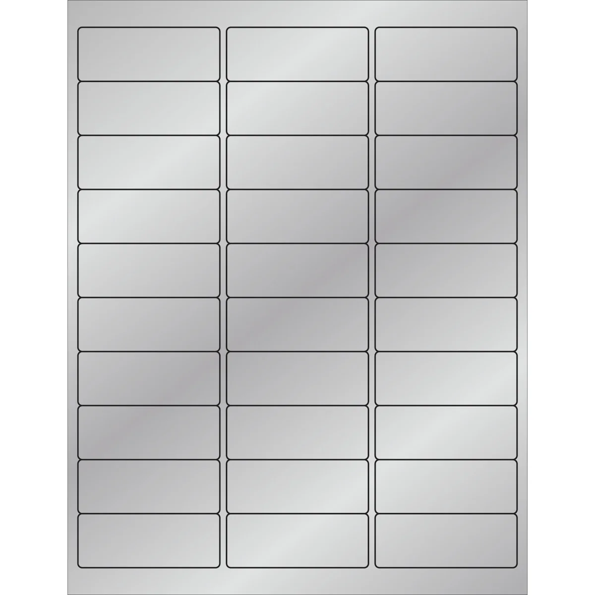 2 5/8 x 1" Silver Foil Rectangle Laser Labels 3000/Case