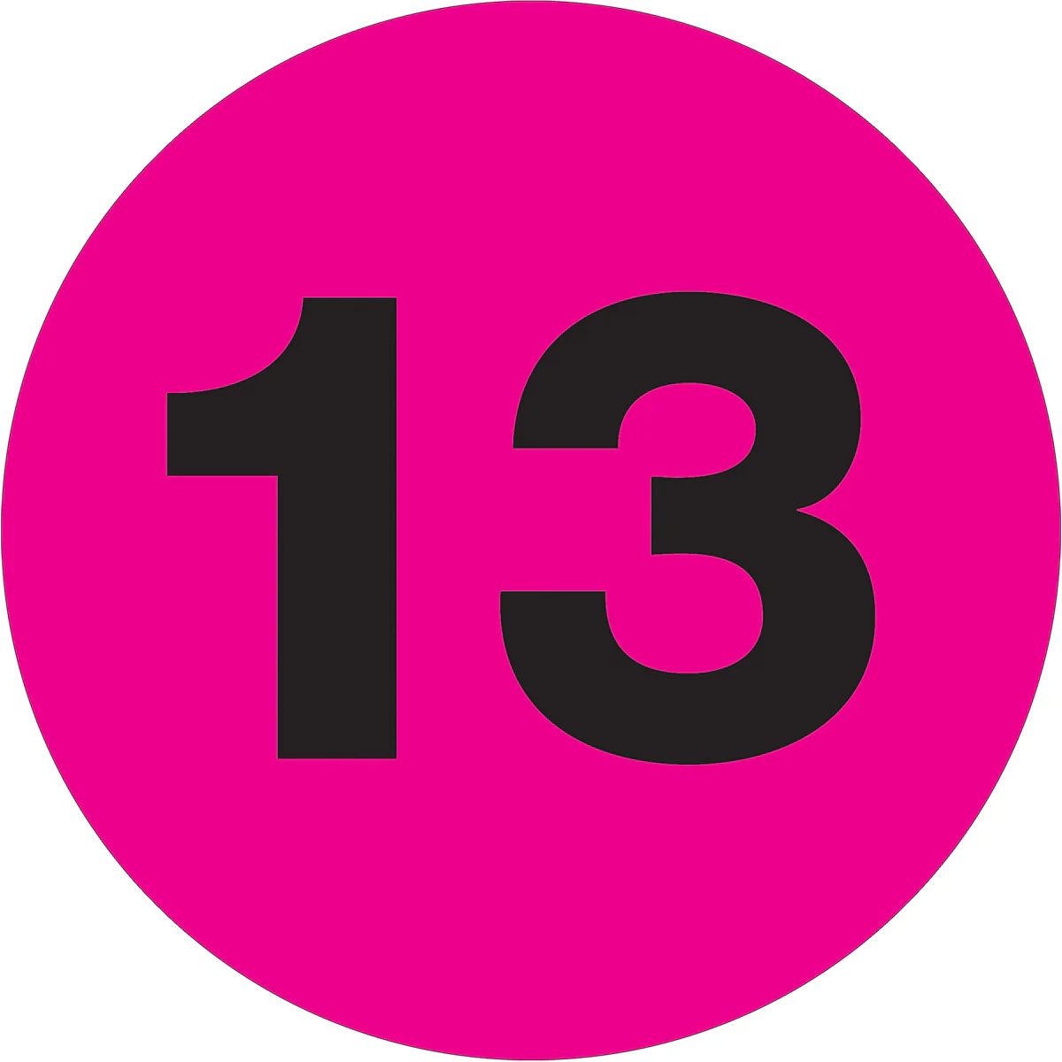 2" Circle - "13" (Fluorescent Pink) Number Labels 500/Roll