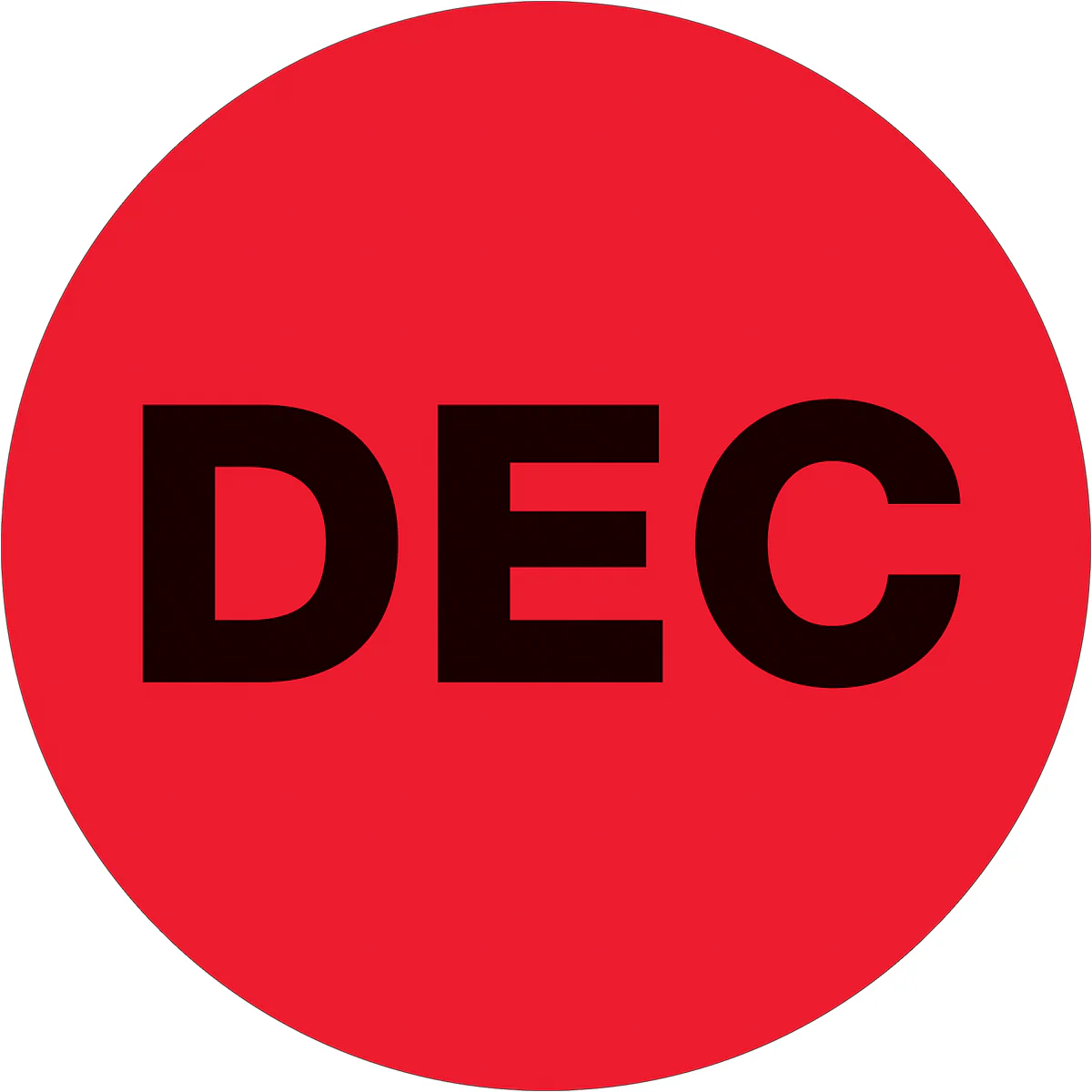 2" Circle - "DEC" (Fluorescent Red) Months of the Year Labels 500/Roll