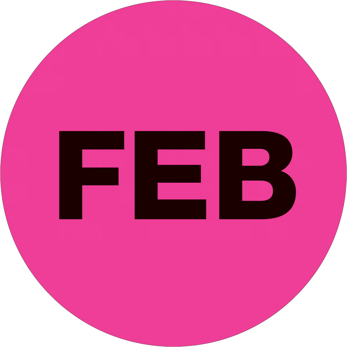 2" Circle - "FEB" (Fluorescent Pink) Months of the Year Labels 500/Roll