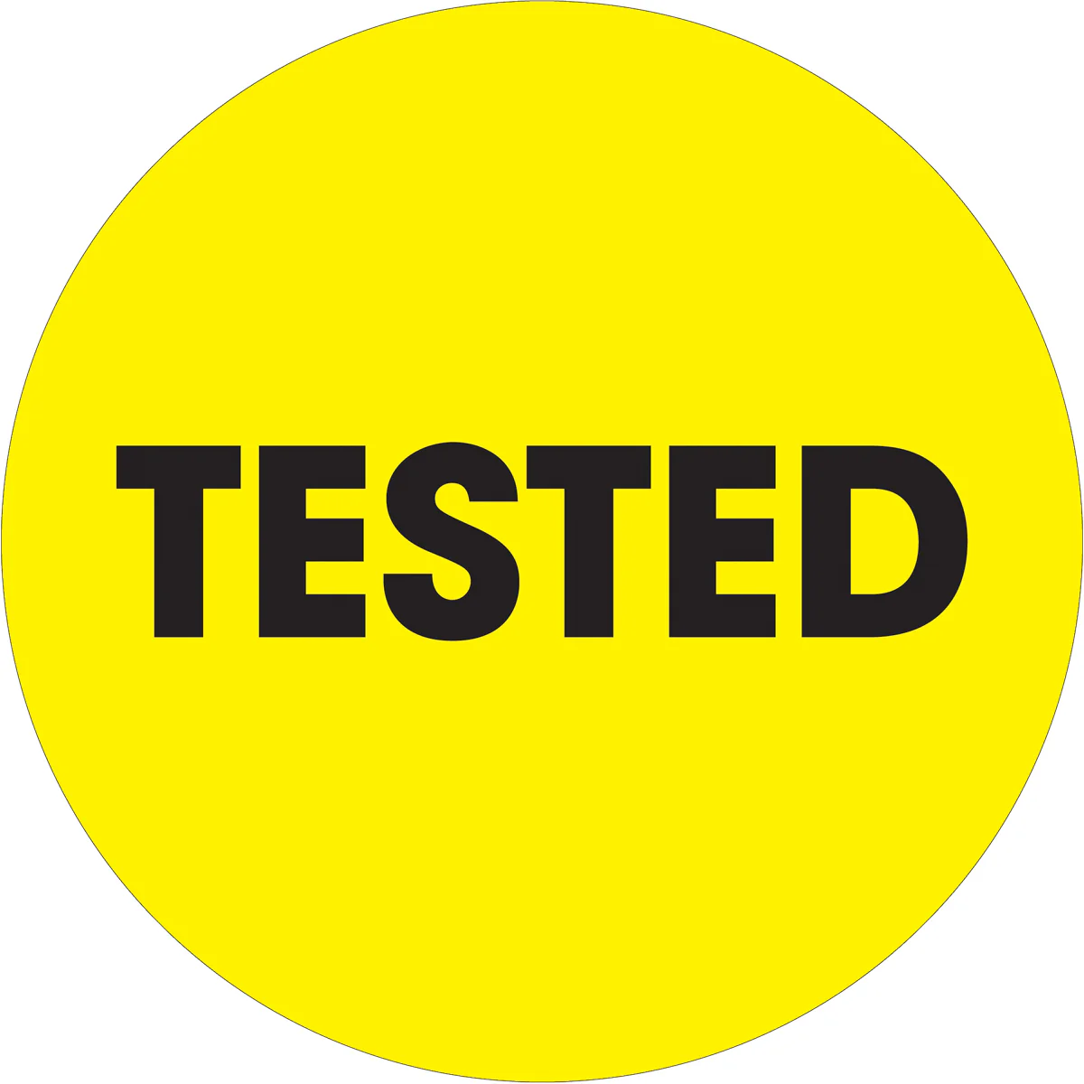 2" Circle - "Tested" Fluorescent Yellow Labels 500/Roll