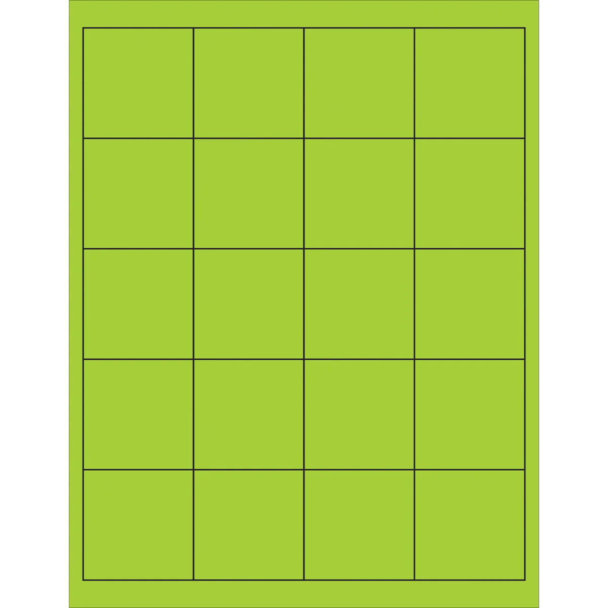 2 x 2" Fluorescent Green Rectangle Laser Labels 2000/Case