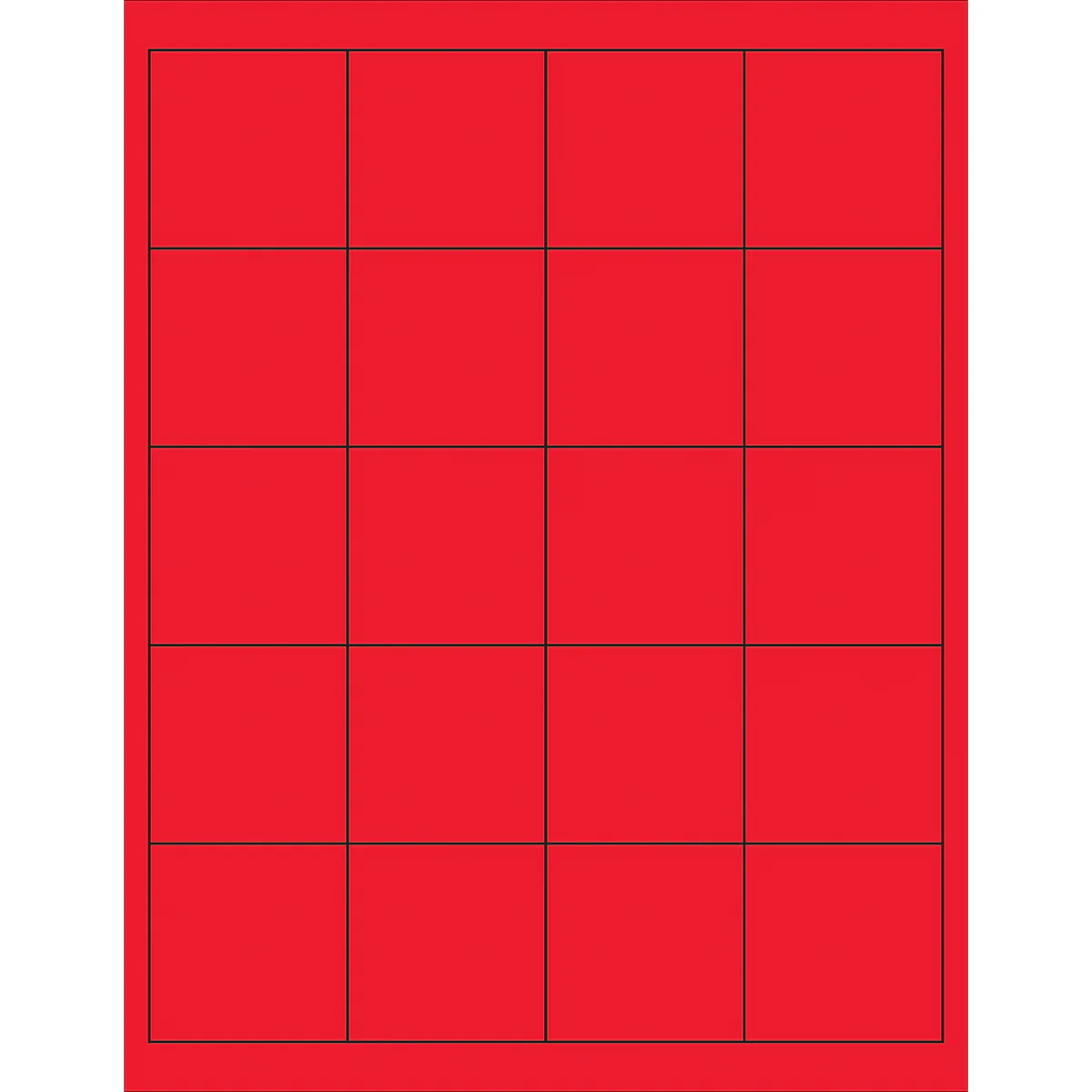 2 x 2"Fluorescent Red Rectangle Laser Labels 2000/Case