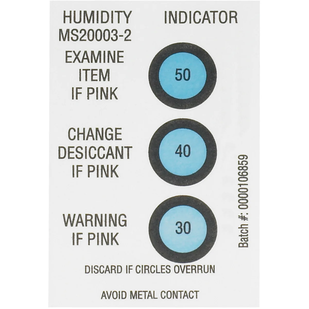2 x 3" 30-40-50% Humidity Indicators 125/Case