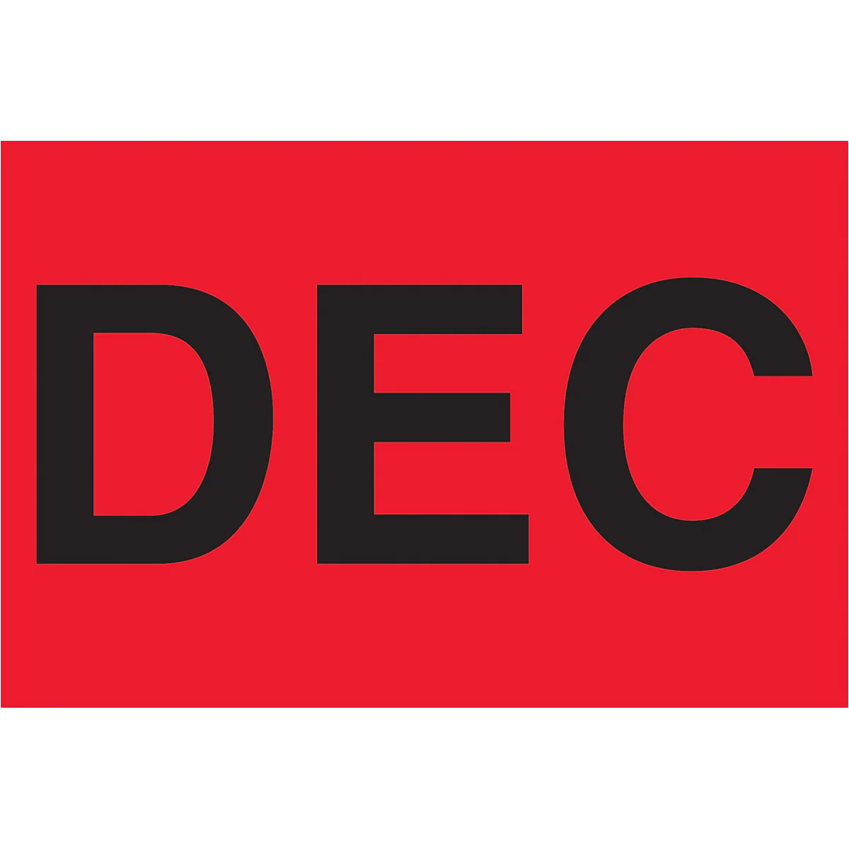 2 x 3" - "DEC" (Fluorescent Red) Months of the Year Labels 500/Roll