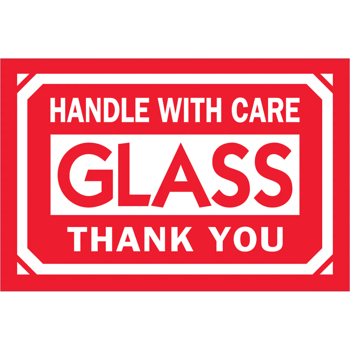 2 x 3" - "Glass - Handle With Care - Thank You" Labels 500/Roll