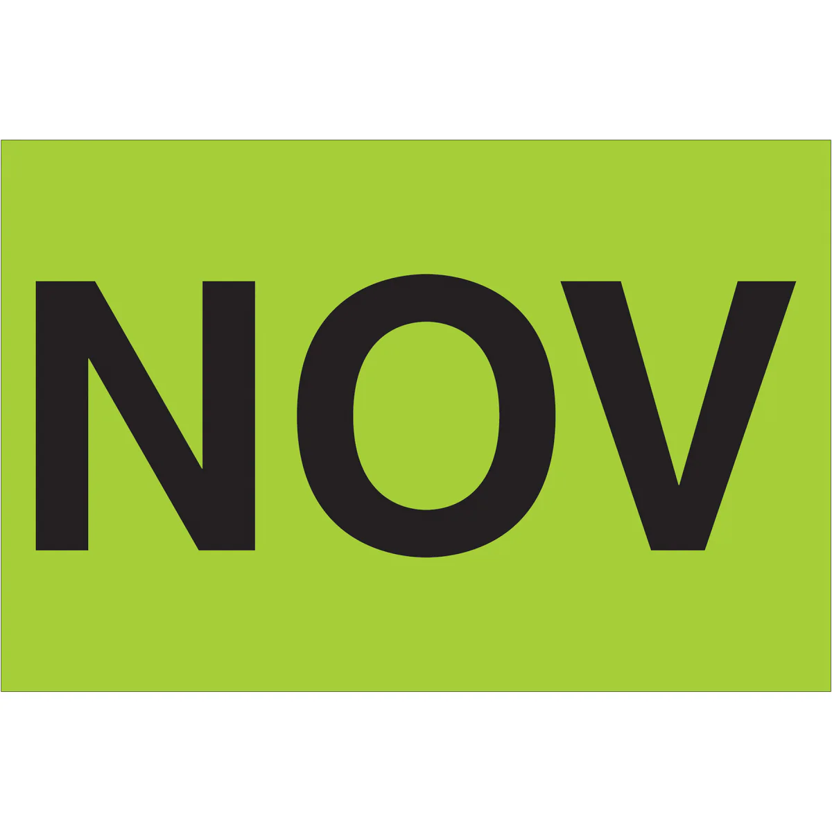 2 x 3" - "NOV" (Fluorescent Green) Months of the Year Labels 500/Roll