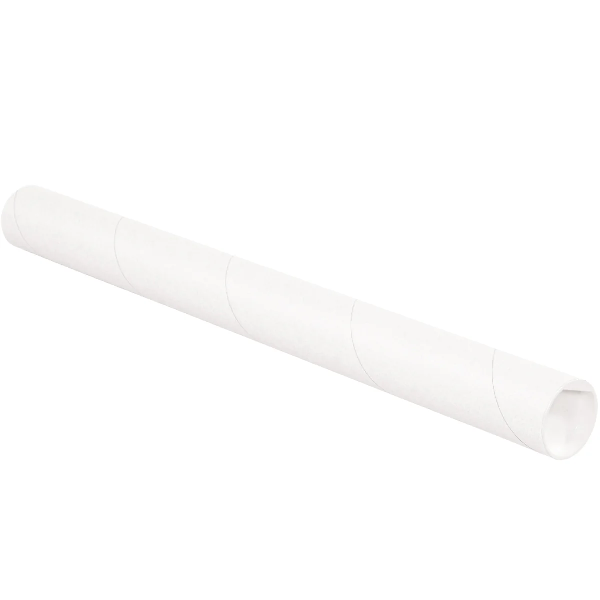 2 x 48 White Mailing Tubes With End Caps .080 Gauge 50/Case