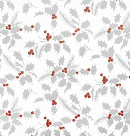 24" x 833 Feet White Holly Full Ream Gift Wrap