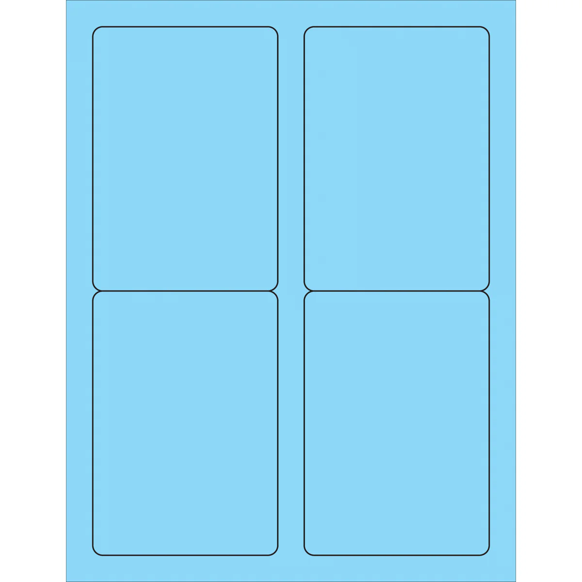 3 1/2 x 5" Fluorescent Pastel Blue Rectangle Laser Labels 400/Case