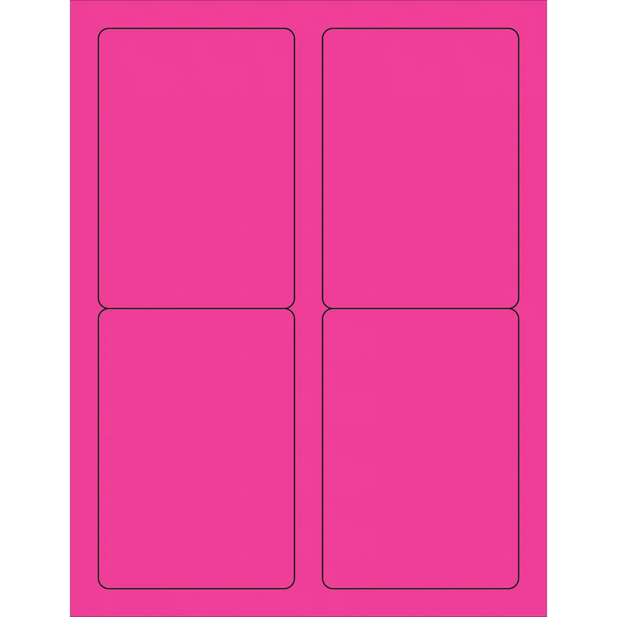 3 1/2 x 5" Fluorescent Pink Rectangle Laser Labels 400/Case