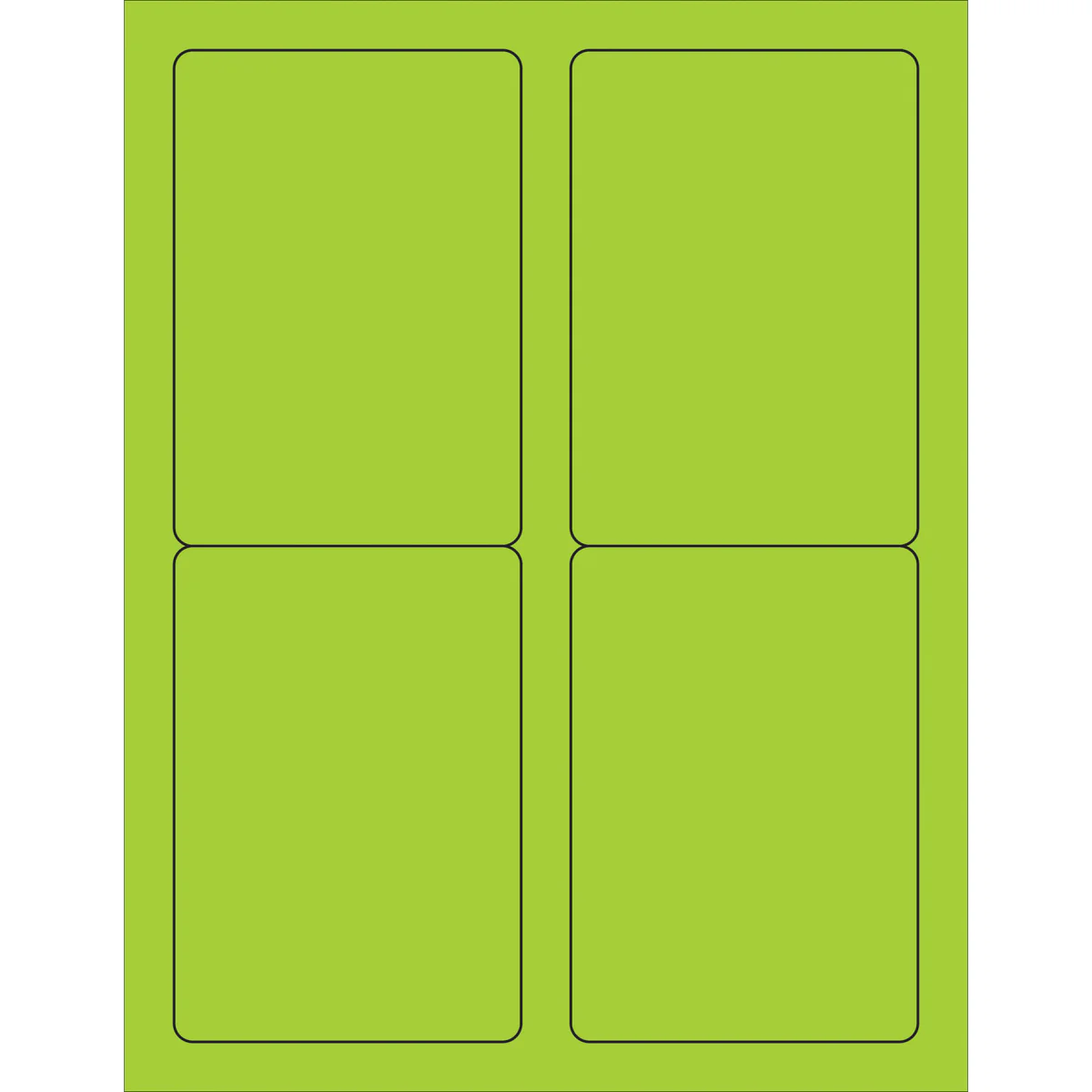 3 1/2 x 5" Green Rectangle Laser Labels 400/Case