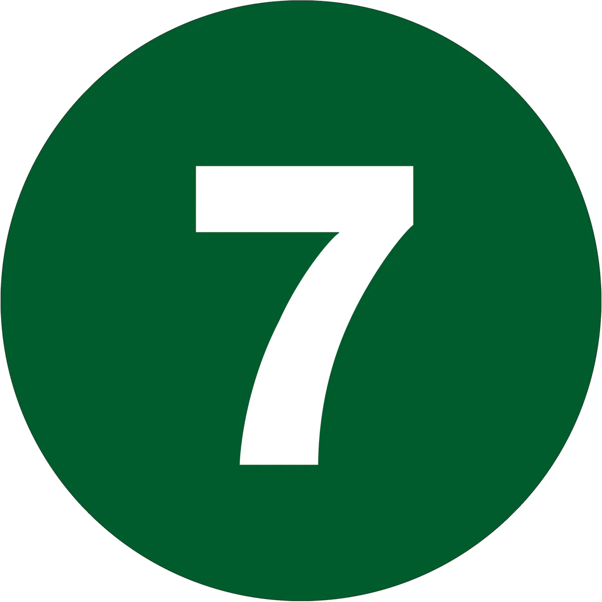 3" Circle - "7" (Dark Green) Number Labels 500/Roll