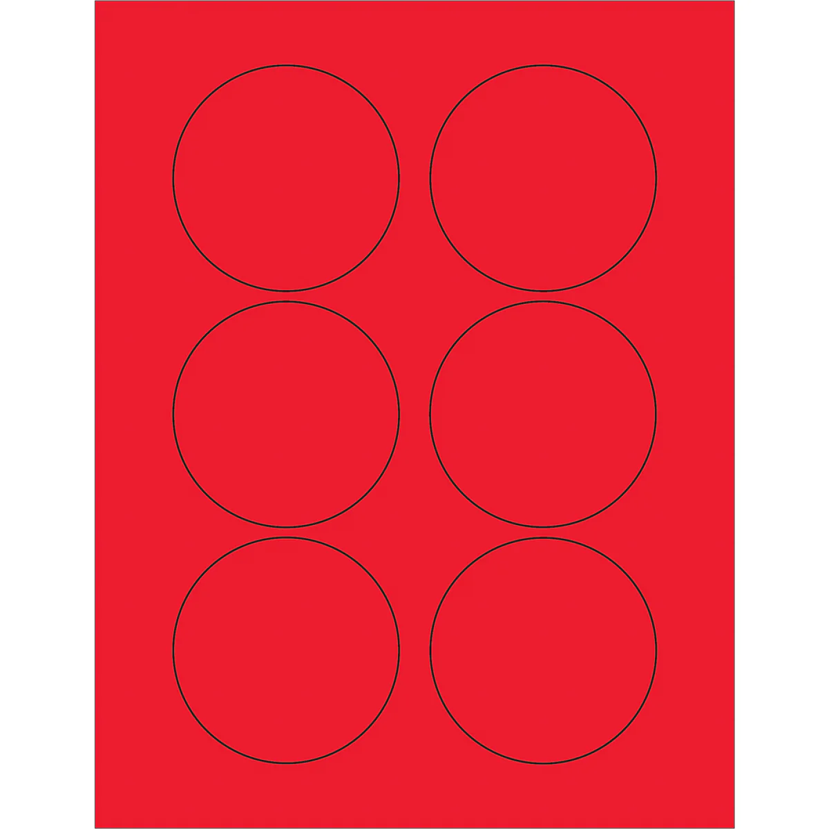 3" Fluorescent Red Circle Laser Labels 600/Case