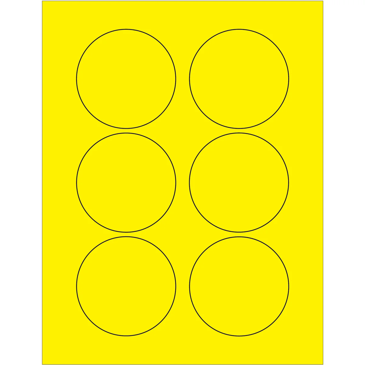 3" Fluorescent Yellow Circle Laser Labels 600/Case