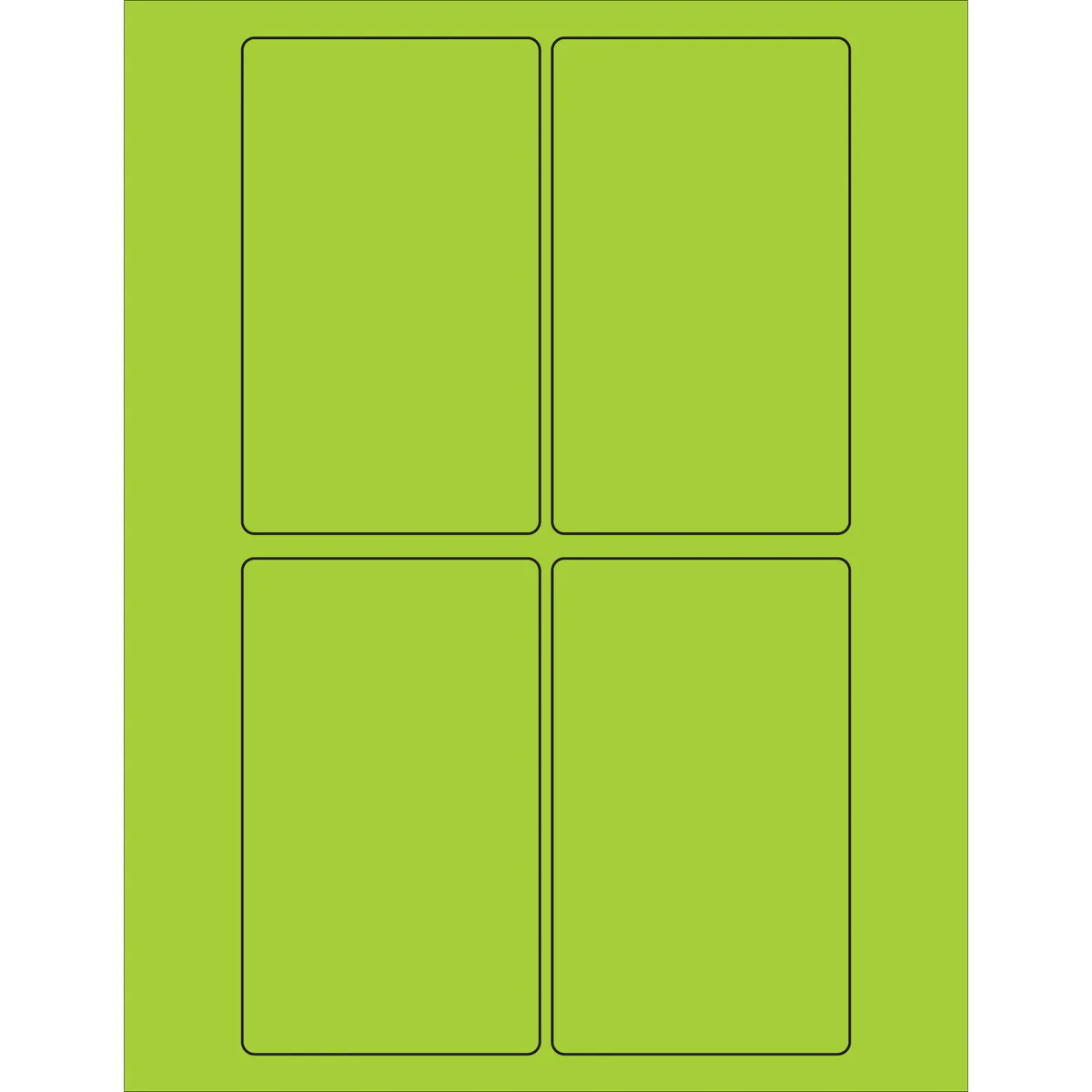 3 x 5" Fluorescent Green Rectangle Laser Labels 400/Case