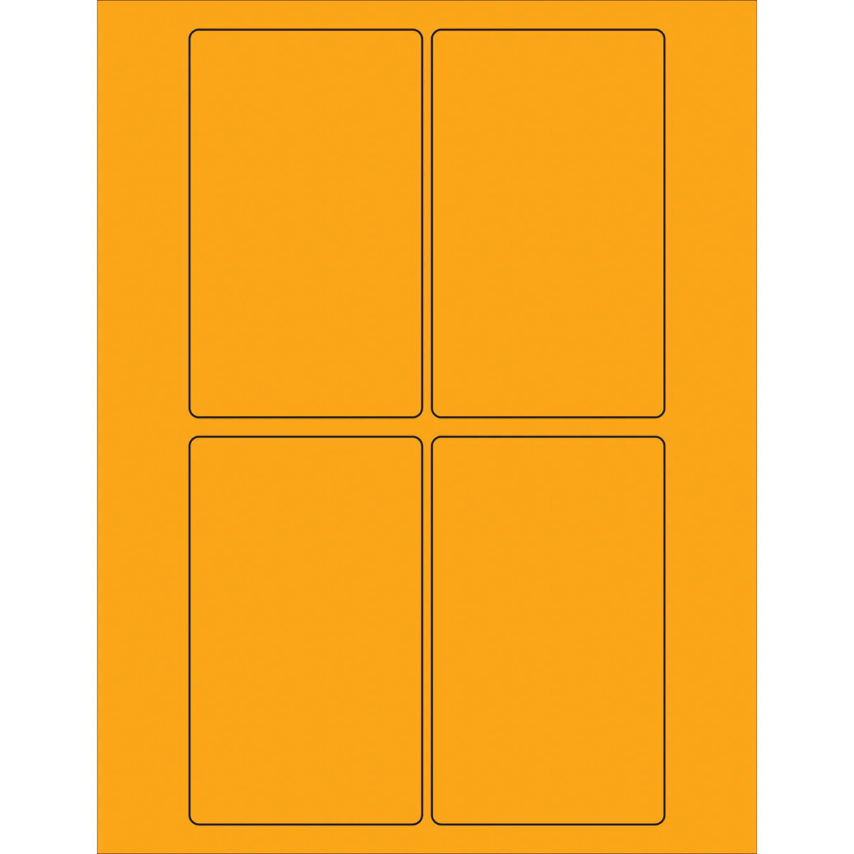 3 x 5" Fluorescent Orange Rectangle Laser Labels 400/Case