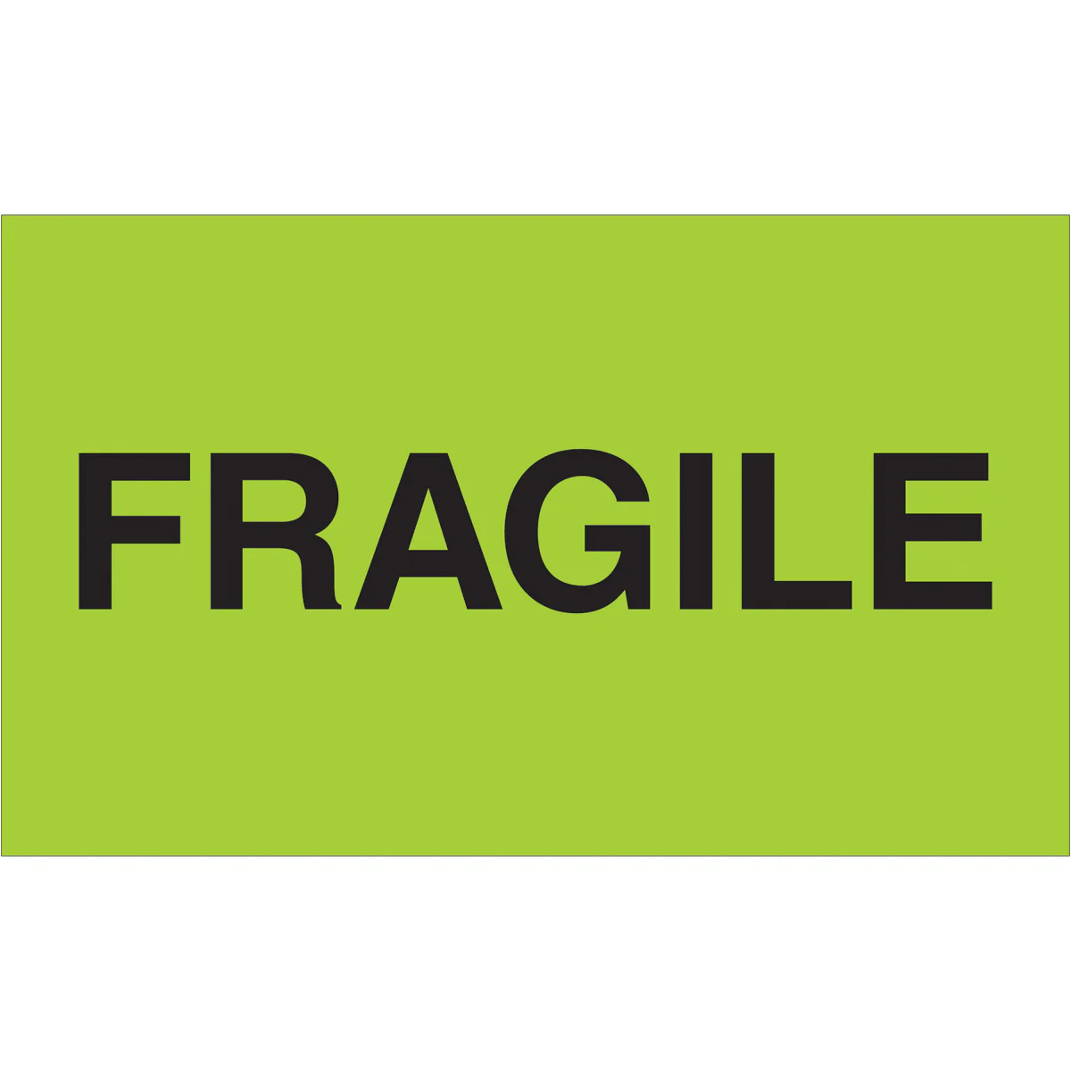 3 x 5" - "Fragile" (Fluorescent Green) Labels 500/Roll