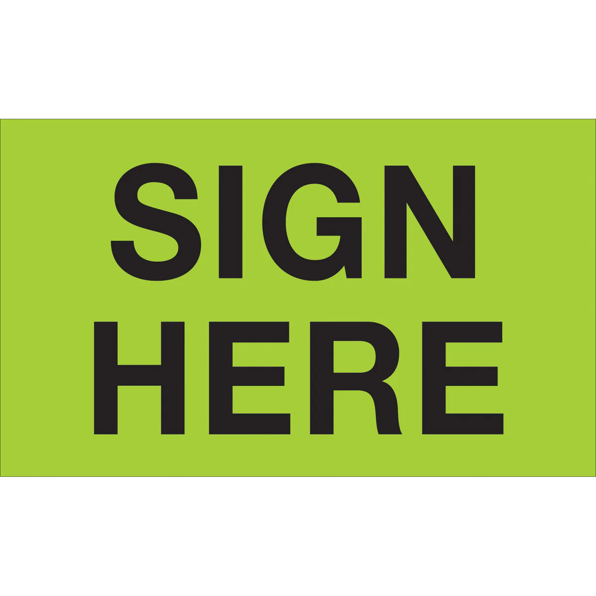 3 x 5" - "Sign Here" (Fluorescent Green) Labels 500/Roll