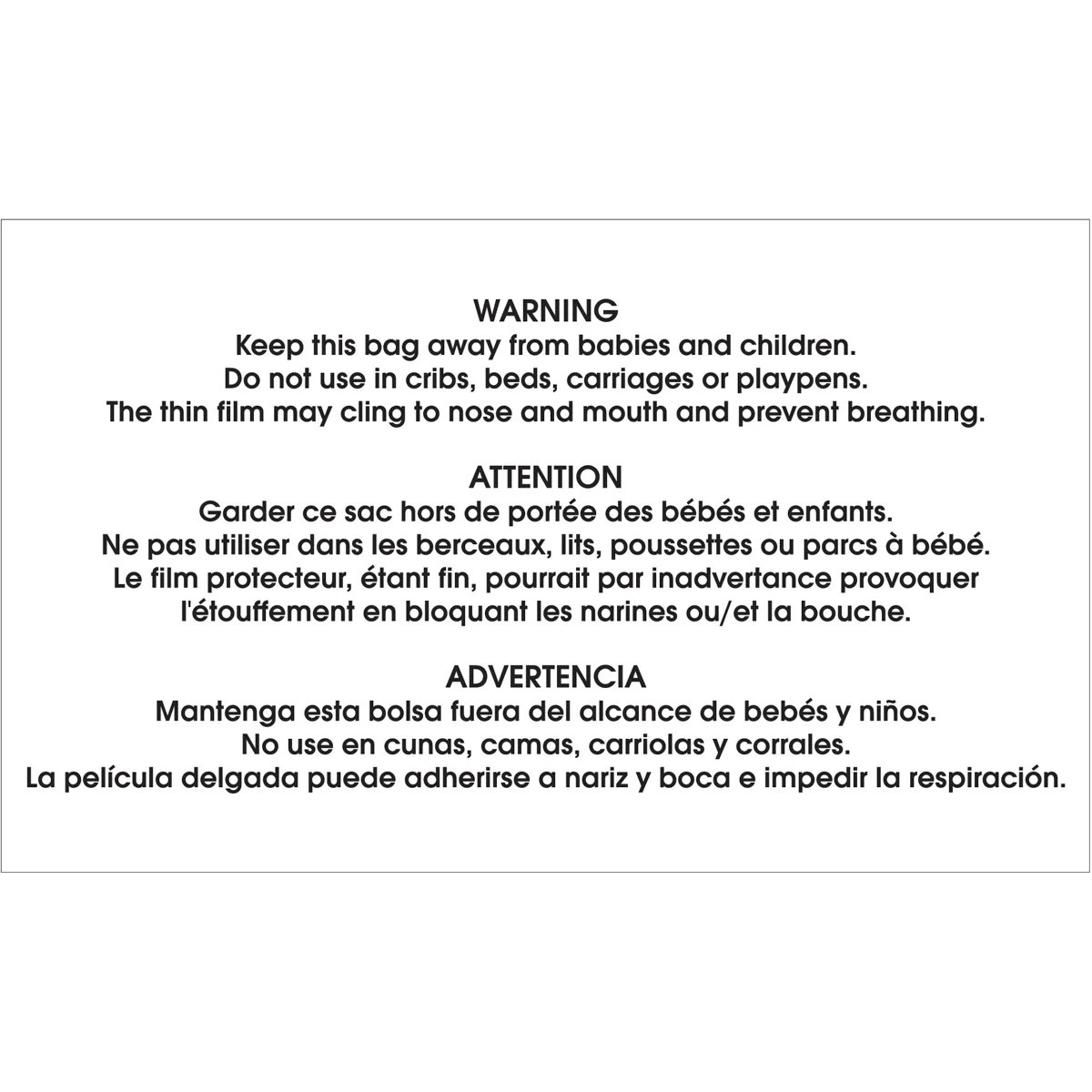 3 x 5" - "Warning - Keep this Bag Away..." Label 500/Roll