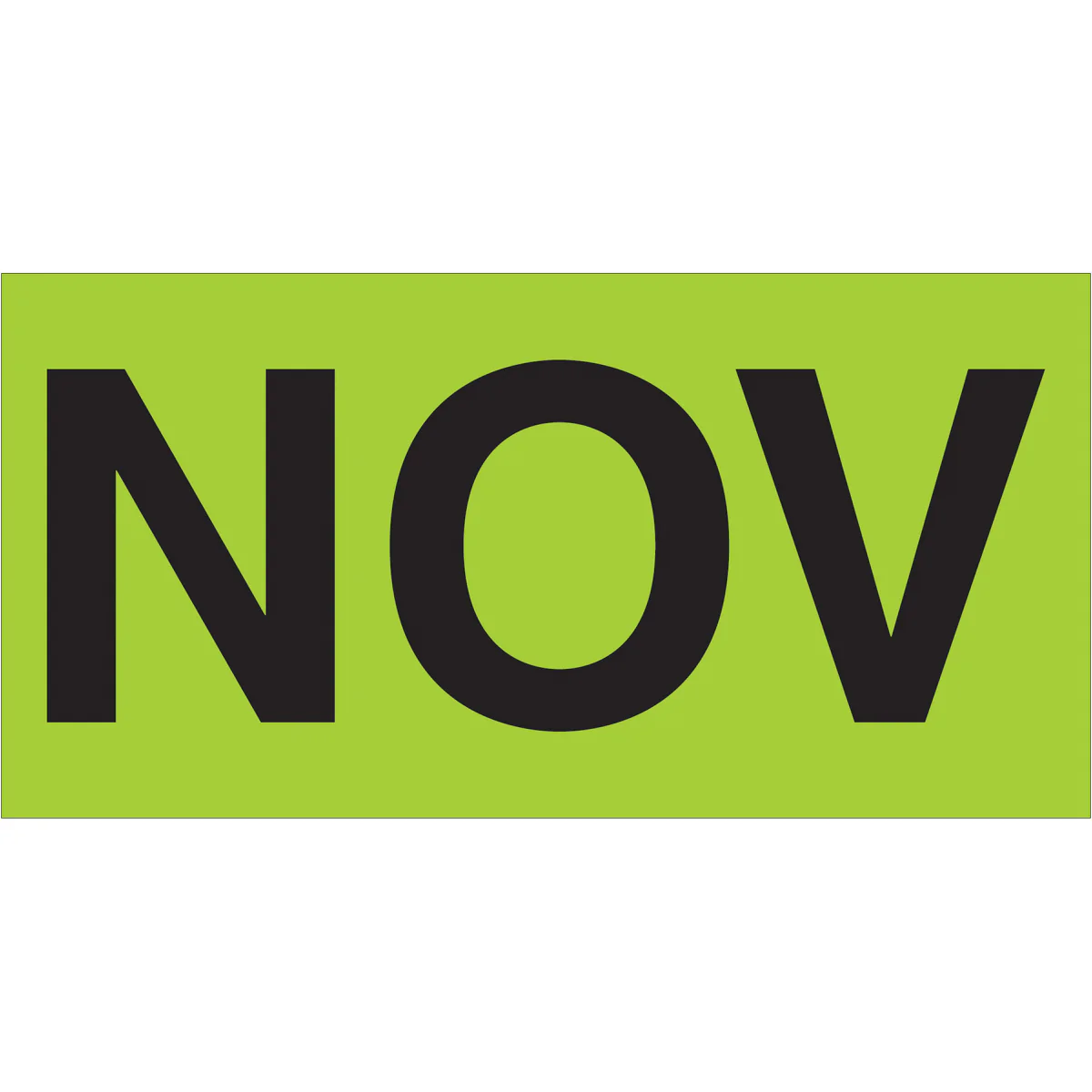 3 x 6" - "NOV" (Fluorescent Green) Months of the Year Labels 500/Roll