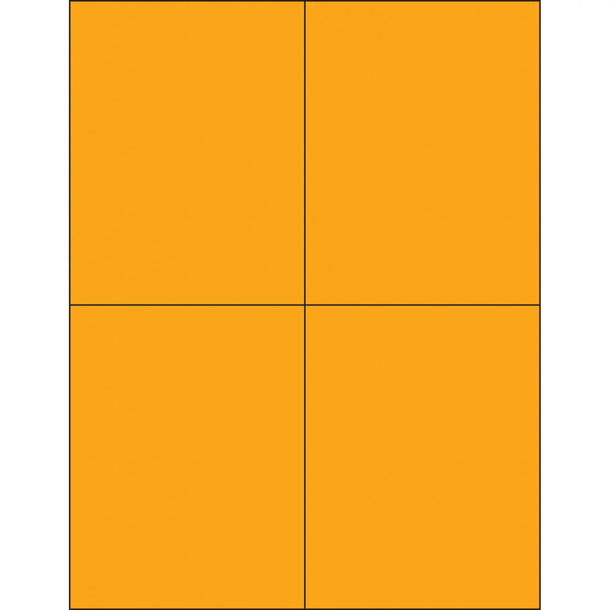 4 1/4 x 5 1/2 "Fluorescent Orange Rectangle Laser Labels 400/Case