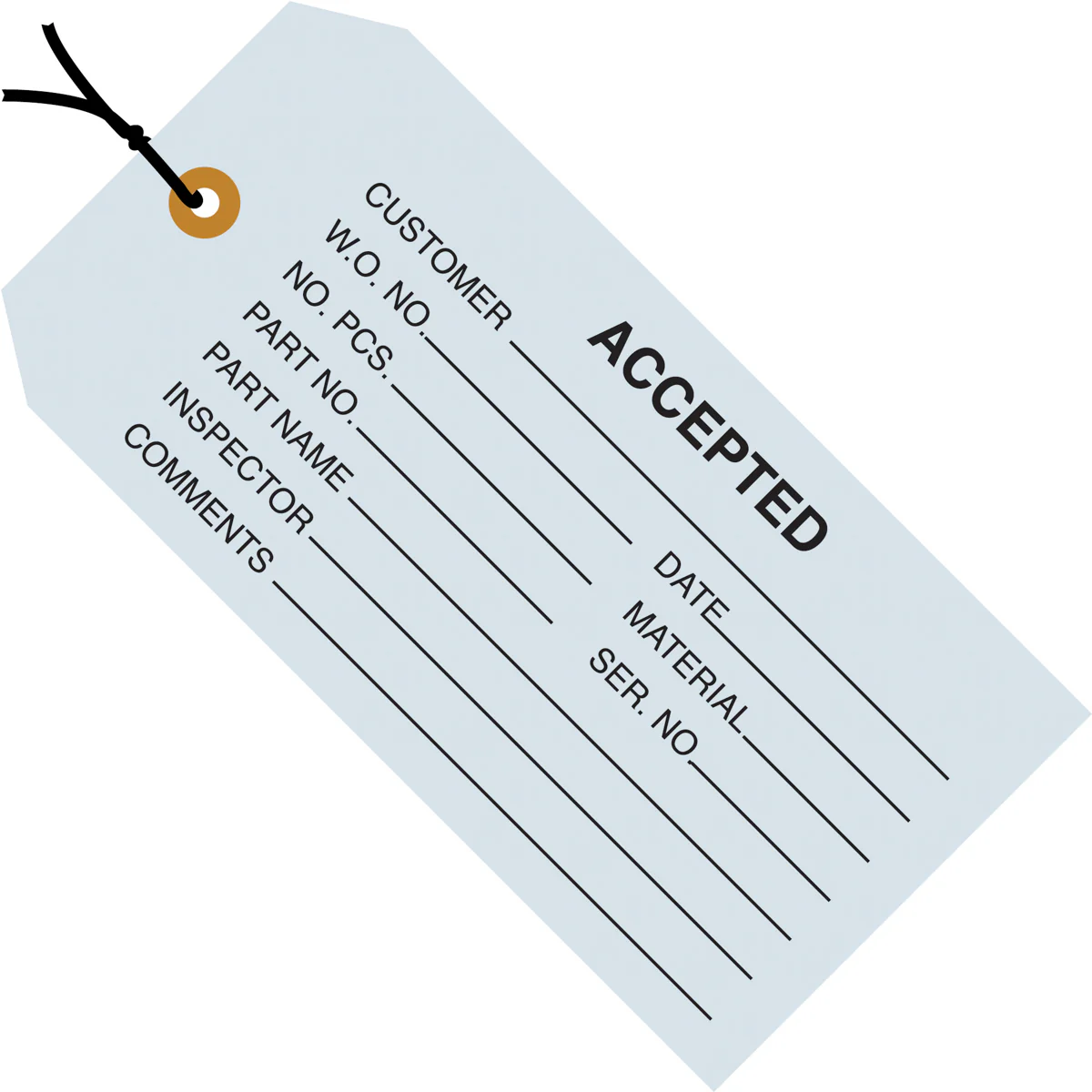 4 3/4 x 2 3/8 - "Accepted (Blue)" Inspection Tags - Pre-Strung 1000/Case