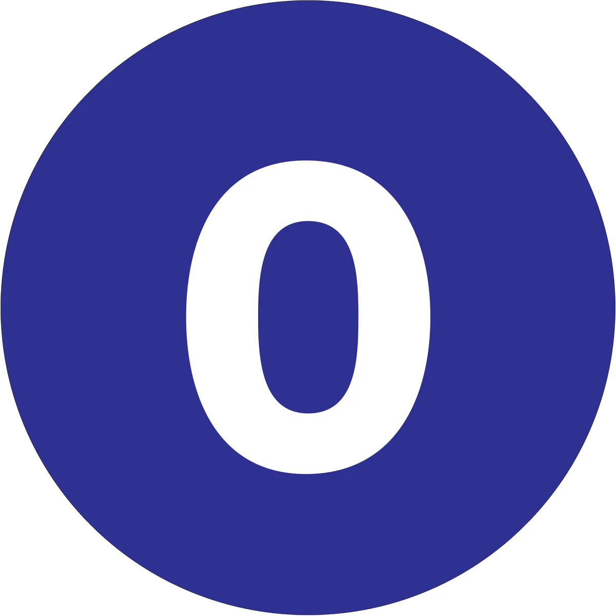4" Circle - "0" (Dark Blue) Number Labels 500/Roll