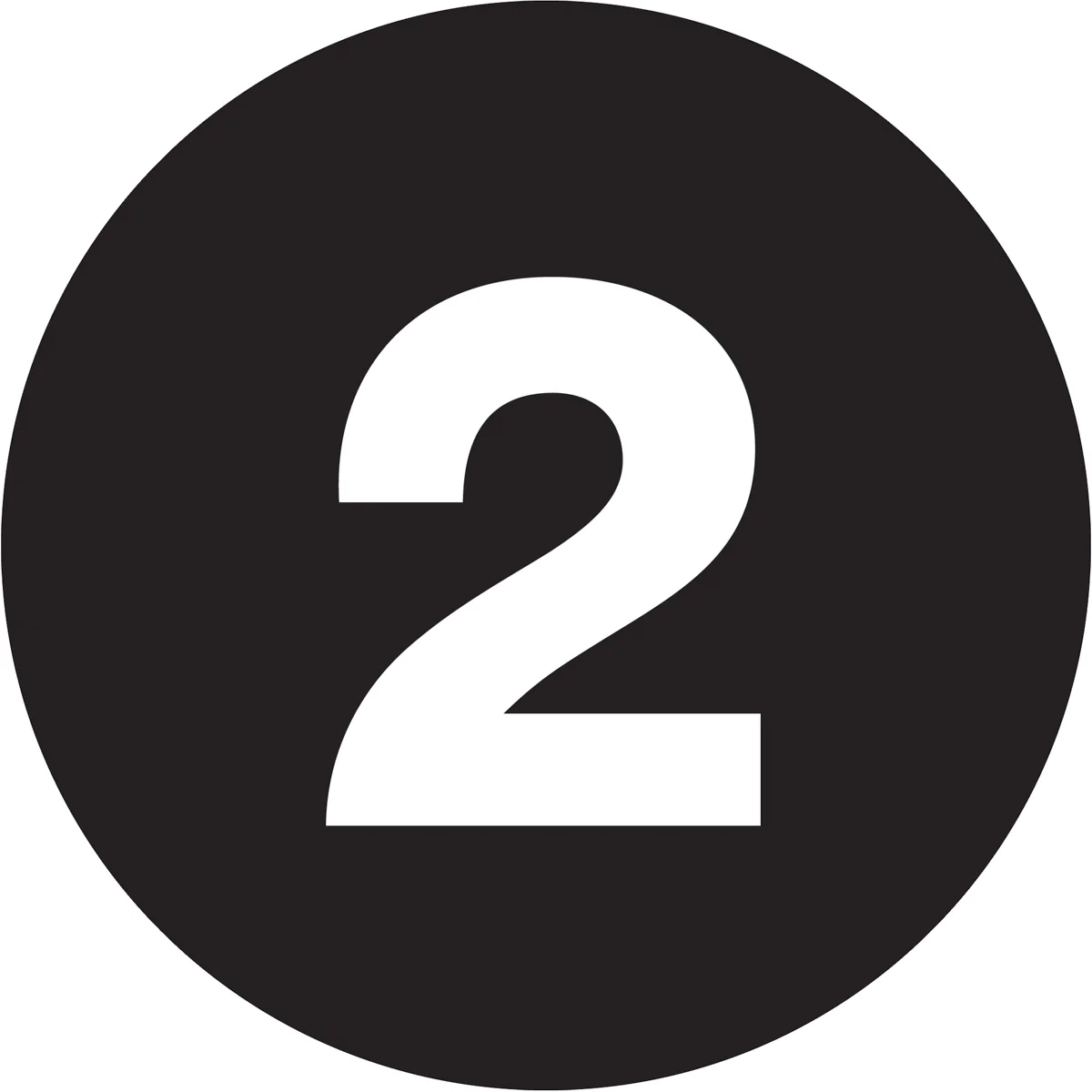 4" Circle - "2" (Black) Number Labels 500/Roll