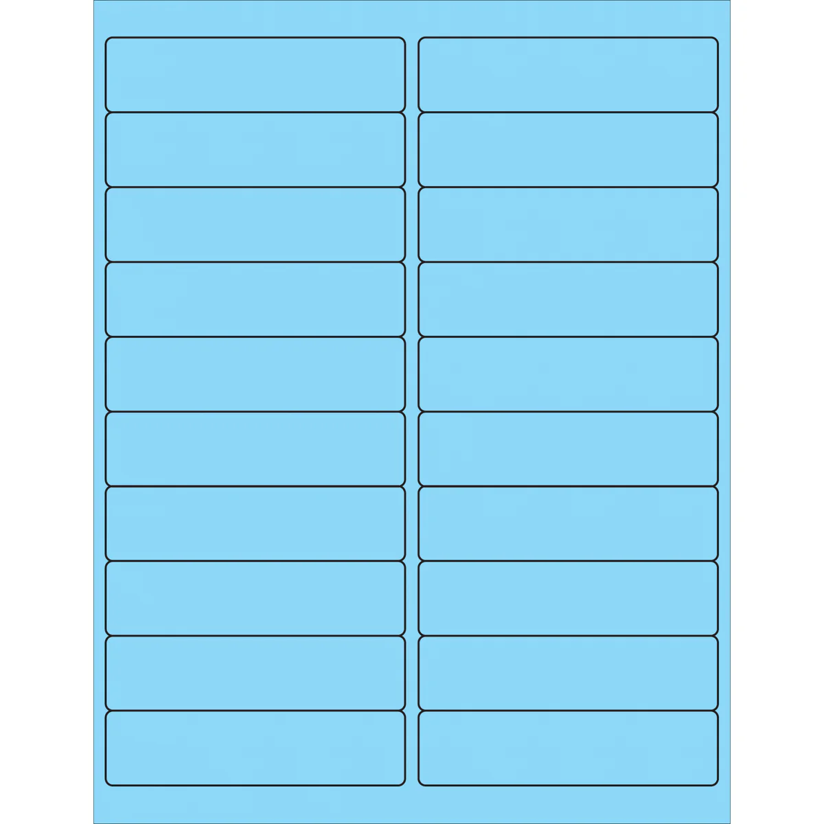 4 x 1" Fluorescent Pastel Blue Rectangle Laser Labels 2000/Case