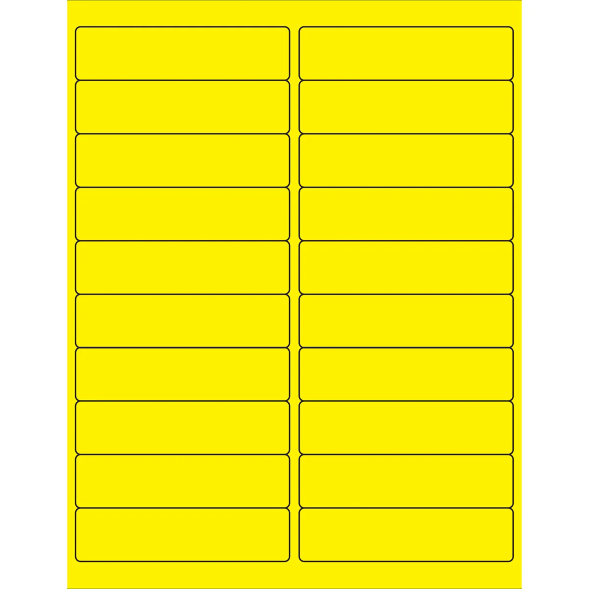 4 x 1" Fluorescent Yellow Rectangle Laser Labels 2000/Case
