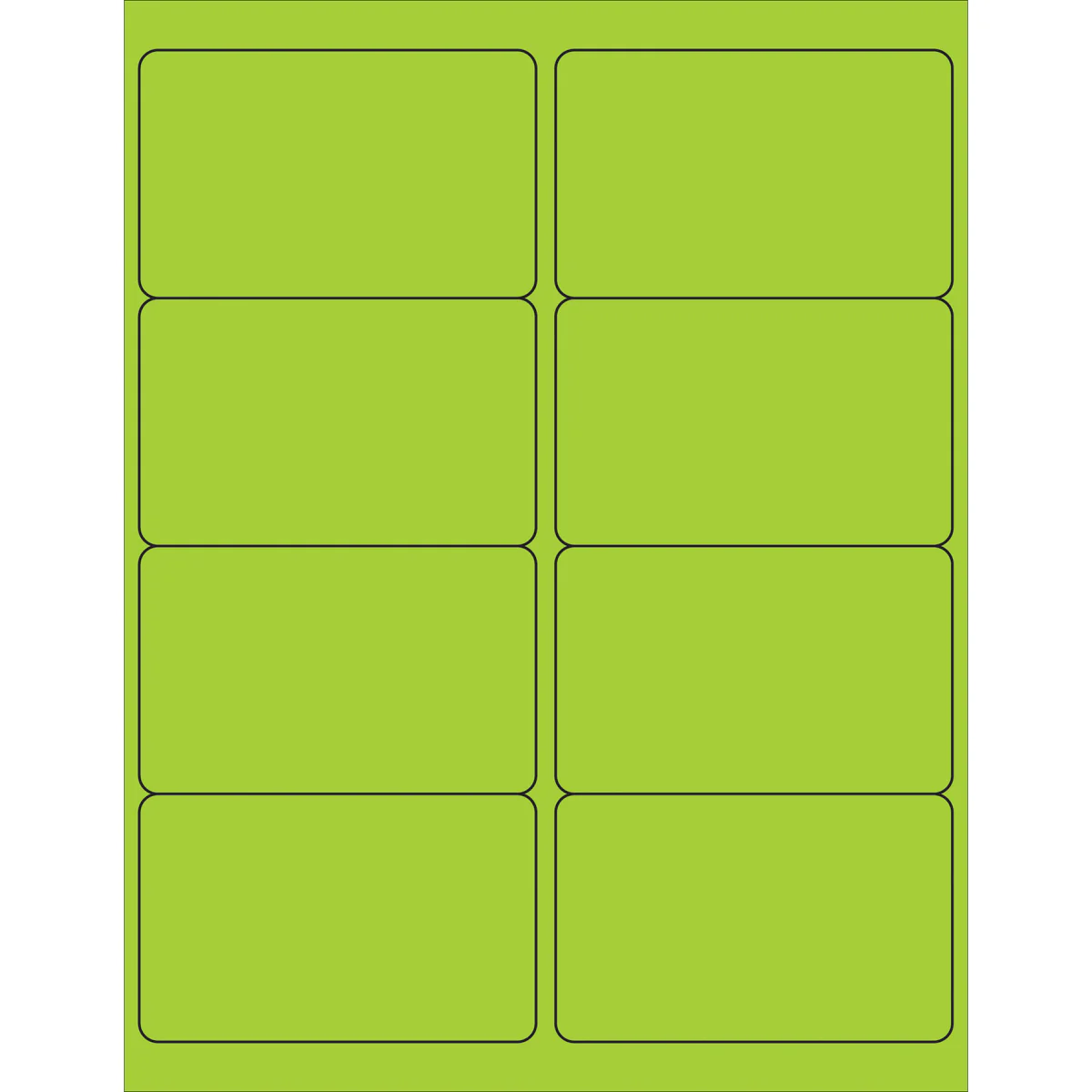 4 x 2 1/2" Fluorescent Green Rectangle Laser Labels 800/Case