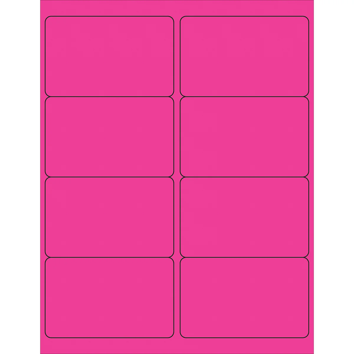 4 x 2 1/2" Fluorescent Pink Rectangle Laser Labels 800/Case