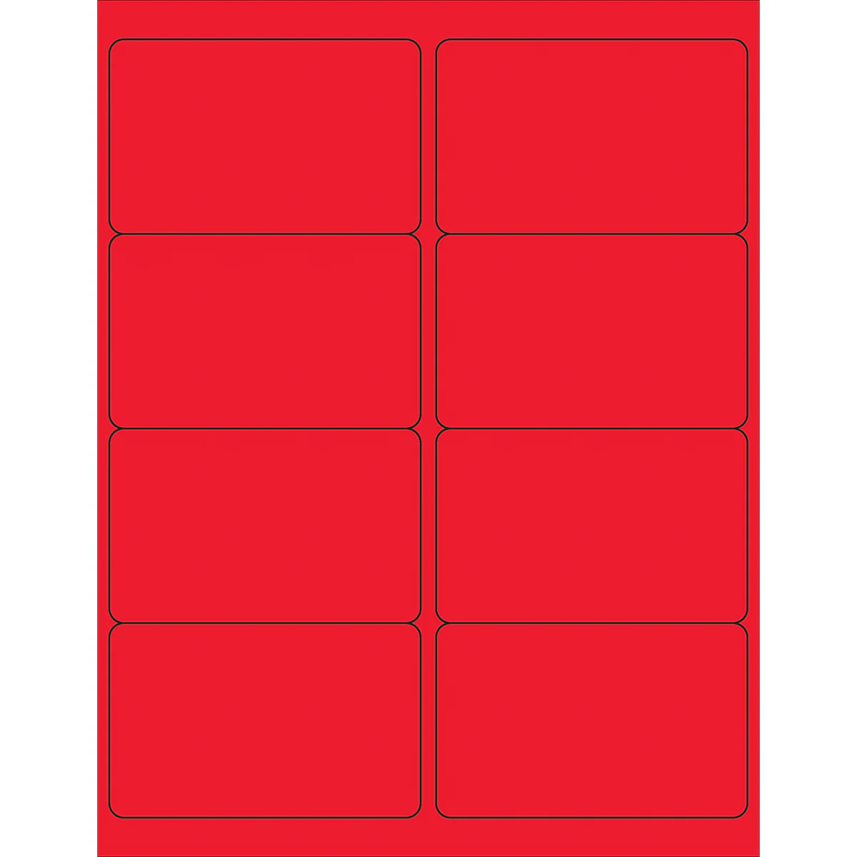 4 x 2 1/2" Fluorescent Red Rectangle Laser Labels 800/Case