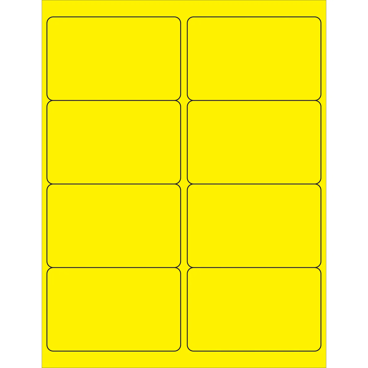 4 x 2 1/2" Fluorescent Yellow Rectangle Laser Labels 800/Case