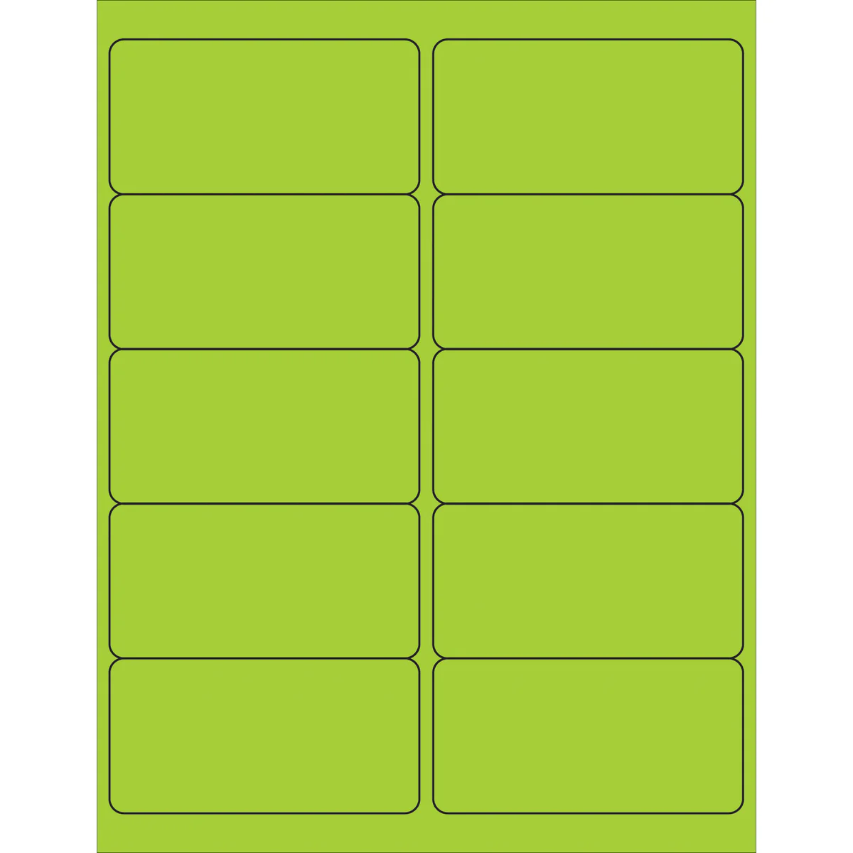 4 x 2" Fluorescent Green Rectangle Laser Labels 1000/Case