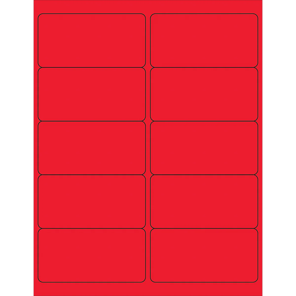 4 x 2" Fluorescent Red Removable Rectangle Laser Labels 1000/Case